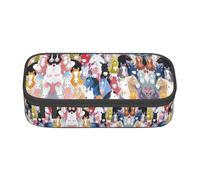 ZKZBDPLK Astuccio a strati ad alta capacità con stampa di cani neri, versatile astuccio organizer con stampa completa - realizzato in resistente tessuto Oxford, Cavalli colorati dei cartoni animati,
