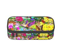 ZKZBDPLK Astuccio a strati ad alta capacità con stampa di pesce volante, versatile, organizer con stampa completa, realizzato in resistente tessuto Oxford, Uccelli Fiori Farfalla, Taglia unica, Set di