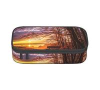 ZKZBDPLK Astuccio a strati ad alta capacità con stampa farfalla su margherita, versatile, con stampa completa, realizzato in resistente tessuto Oxford, Tramonto Di Panca Solitaria, Taglia unica, Set
