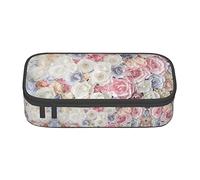 ZKZBDPLK Astuccio a strati ad alta capacità con stampa meditazione yoga - Versatile astuccio organizer con stampa completa - realizzato in resistente tessuto Oxford, Fiori di Rosa, Taglia unica, Set
