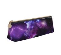ZKZBDPLK Astuccio portapenne a triangolo in pelle con stampa patchwork denim, astuccio portapenne compatto e versatile, Galaxy Starry Space Viola Stellato, Taglia unica, Set di zaini per la scuola