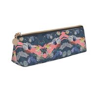 ZKZBDPLK Astuccio portapenne in pelle con stampa a forma di rosa, elegante astuccio portapenne a triangolo, con stampa su tutta la superficie, in pelle con motivi incrociati, compatto e, Pianeta,