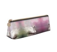 ZKZBDPLK Astuccio portapenne in pelle con stampa a forma di rosa, elegante astuccio portapenne a triangolo, con stampa su tutta la superficie, in pelle con motivi incrociati, compatto e, Cigno