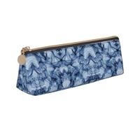 ZKZBDPLK Astuccio portapenne in pelle con stampa a forma di rosa, elegante astuccio portapenne a triangolo, con stampa su tutta la superficie, in pelle con motivi incrociati, compatto e, Marmo blu