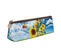 ZKZBDPLK Astuccio portapenne triangolare in pelle con stampa floreale primaverile, elegante custodia per penne con stampa su tutta la superficie, in pelle con motivi incrociati, compatto e versatile,