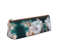 ZKZBDPLK Astuccio portapenne triangolare in pelle con stampa floreale primaverile, elegante custodia per penne con stampa su tutta la superficie, in pelle con motivi incrociati, compatto e versatile,