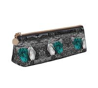 ZKZBDPLK Astuccio portapenne triangolare in pelle con stampa floreale primaverile, elegante custodia per penne con stampa su tutta la superficie, in pelle con motivi incrociati, compatto e versatile,