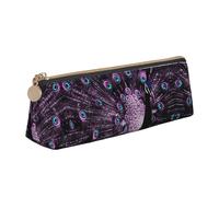 ZKZBDPLK Astuccio portapenne triangolare in pelle con stampa giraffa sotto l'albero in Africa, elegante astuccio portapenne compatto e versatile, Pavone viola., Taglia unica, Set di zaini per la