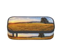 ZKZBDPLK Autunno Golden Grass Landscape Print High Capacity Layered Pencil Case - Versatile organizer Pouch con stampa completa - Realizzato in resistente tessuto Oxford, autunno d'oro erba paesaggio,