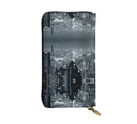 ZKZBDPLK Basketball Arena Print Eccezionale Portafoglio lungo in pelle - Pochette di alta qualità con design completo di stampa - Una splendida dichiarazione di classe e durata, Notte aerea di vista
