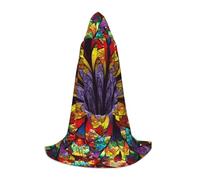 Zkzbdplk Fiore Stained Glass stampato lungo mantello con cappuccio per adolescenti Cosplay ruolo partito festival costumi di Halloween