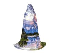 Zkzbdplk Grand Teton National Park stampato lungo mantello con cappuccio per adolescenti, cosplay, feste di ruolo, festival, costumi di Halloween