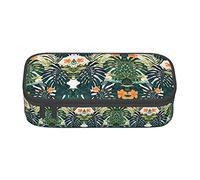 ZKZBDPLK Introduzione di varie verdure stampa astuccio a strati ad alta capacità - Versatile organizer con stampa completa - realizzato in resistente tessuto Oxford, Foglie di palma hawaiane di estate