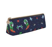 ZKZBDPLK Introduzione di varie Verdure Stampa Elegante Astuccio Triangolo in Pelle - Stampa all-over, Pelle con motivo a croce, Astuccio portapenne compatto e versatile, Divertente razzo dinosauro