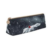 ZKZBDPLK Love Rock Print - Astuccio portapenne in pelle con stampa a triangolo, in pelle, compatto e versatile, Coccinella sul fiore di margherita, Taglia unica, Set di zaini per la scuola