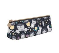 ZKZBDPLK Love Rock Print - Astuccio portapenne in pelle con stampa a triangolo, in pelle, compatto e versatile, Fun Cat Astronauta, Taglia unica, Set di zaini per la scuola