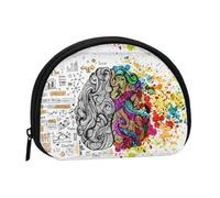 ZKZBDPLK Mini borsa portatile per monete con stampa a vantaggio del cervello sinistro e destro - Portafoglio in poliestere stampato per piccoli oggetti personali, Nero , Taglia unica