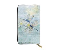 ZKZBDPLK Portafoglio lungo in pelle con stampa color ciano marino, pochette di alta qualità con design a stampa completa, una splendida dichiarazione di classe e durata, Libellula Lotus, Taglia unica