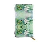 ZKZBDPLK Portafoglio lungo in pelle con stampa di ciliegio giapponese - Pochette di alta qualità con design stampato - Una splendida dichiarazione di classe e durata, Gardenia Fiori Uccelli, Taglia