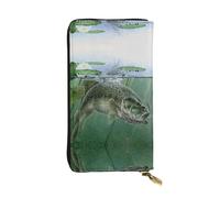 ZKZBDPLK Portafoglio lungo in pelle con stampa di ciliegio giapponese - Pochette di alta qualità con design stampato - Una splendida dichiarazione di classe e durata, pesce con un richiamo, Taglia