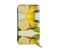 ZKZBDPLK Portafoglio lungo in pelle con stampa di frutta e verdura fresca - Pochette di alta qualità con design stampato - Una splendida dichiarazione di classe e durata, Giallo limone, Taglia unica