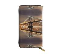 ZKZBDPLK Portafoglio lungo in pelle con stampa di mucca, pochette di alta qualità con design a stampa completa, una splendida dichiarazione di classe e durata, New York Manhattan Ponte Notte, Taglia