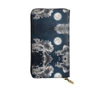 ZKZBDPLK Portafoglio lungo in pelle con stampa di palline da golf, pochette di alta qualità con design a stampa completa, una splendida dichiarazione di classe e durata, Cielo Notte Luna Piena, Taglia