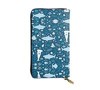 ZKZBDPLK Portafoglio lungo in pelle con stampa di pavone viola - Pochette di alta qualità con design completo di stampa - Una splendida dichiarazione di classe e durata, Pesce Blu Carino, Taglia unica