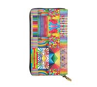 ZKZBDPLK Portafoglio lungo in pelle con stampa floreale nera e oro - Pochette di alta qualità con design completo di stampa - Una splendida dichiarazione di classe e durata, Collage colorato, Taglia