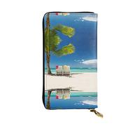 ZKZBDPLK Portafoglio lungo in pelle con stampa gocce di pioggia su vetro, pochette di alta qualità con design completo di stampa, una splendida dichiarazione di classe e durata, Beach Palm Tree Sedie