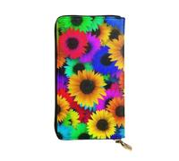 ZKZBDPLK Portafoglio lungo in pelle con stampa lupo notte luna eccezionale - Pochette di alta qualità con design stampato - una splendida dichiarazione di classe e durata, Girasole arcobaleno, Taglia