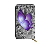 ZKZBDPLK Portafoglio lungo in pelle eccezionale con medaglione multi stampa - Pochette di qualità premium con design stampato - una splendida dichiarazione di classe e durata, farfalla viola, Taglia