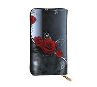 ZKZBDPLK Portafoglio lungo in pelle eccezionale con medaglione multi stampa - Pochette di qualità premium con design stampato - una splendida dichiarazione di classe e durata, Rose graziose., Taglia