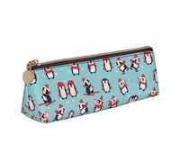 ZKZBDPLK Safflower Flying Fish Print elegante astuccio in pelle triangolare per penne - stampa all-over, pelle con motivo a croce, astuccio compatto e versatile, Pinguini natalizi., Taglia unica, Set