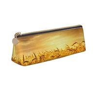 ZKZBDPLK Safflower Flying Fish Print elegante astuccio in pelle triangolare per penne - stampa all-over, pelle con motivo a croce, astuccio compatto e versatile, Campo di grano, Taglia unica, Set di