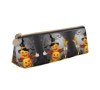 ZKZBDPLK Safflower Flying Fish Print elegante astuccio in pelle triangolare per penne - stampa all-over, pelle con motivo a croce, astuccio compatto e versatile, Zucca di Halloween., Taglia unica, Set
