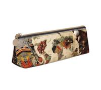 ZKZBDPLK Spring Bamboo Print - Astuccio portapenne in pelle con stampa a triangolo, in pelle, compatto e versatile, Mappa del mondo fatta di spezie, Taglia unica, Set di zaini per la scuola
