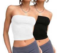 ZKZFCAI Crop Top Donna Tubo Fascia Aderente Corpetto Stretchy Stretchy Traspirante Crop Top Tube Top Sexy Senza Ferretto Senza Cuciture Top Y2K T-Shirt