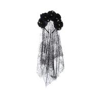 ZKZFCAI Giorno dei Morti Rose Cerchietto, Fascia Messicana, Halloween Giorno dei Morti Velo, Corona di Fiori Messicana per Festa di Halloween Costume Accessori (Nero)