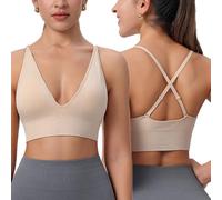 ZKZFCAI Reggiseno Sportivo da Donna Comodo Senza Cuciture Reggiseno Casual Bralette Senza Ferretto con Imbottitura Nude Reggiseni Top Sportivi per Yoga Fitness Esercizio（Nude M）
