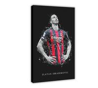Zlatan Ibrahimovic - Poster su tela con superstar del calcio, decorazione artistica da parete per soggiorno, camera da letto, decorazione con cornice, stile 18, 30 x 45 cm