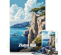 Zlatni Rat Croatia Cliffside Puzzle da 1000 pezzi per adolescenti, stimolante per il pensiero creativo, attività ricreativa, incastro perfetto, (38x52cm)