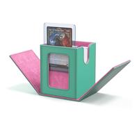 ZLCA MTG Deck Box con finestra Commander Display, scatola porta-carte collezionabili, contiene 100 carte a doppio sleeve, adatta per carte TCG/CCG/PTCG/EDH/Magic/Sport (verde acqua e rosa)