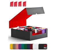 ZLCA Scatola portaoggetti per carte collezionabili, custodia per carte Commander, contiene oltre 2400 carte, MTG, con 4 tappi, organizer per carte TCG PTCG (nero e rosso)