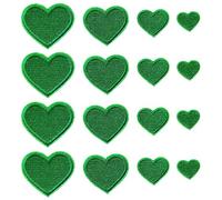 Zlettery 24 toppe termoadesive a forma di cuore verde, ricamate a forma di cuore, per vestiti, giacche, cappelli, zaini, jeans