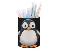 ZLFDSKGY Portapenne rotondo portapenne carino pinguino porta pennelli da trucco portapenne da scrivania portapenne in pelle matita tazza organizer da scrivania portaoggetti da scrivania accessori da
