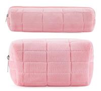 ZLFSRQ 2 astucci per matite carino per adolescenti borsa per trucco in peluche borsa da viaggio set di sacchetti per trucco rosa borsa preppy con cerniera borse da toilette organizer alla moda
