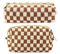 ZLFSRQ 2 trousse a scacchi da donna, astuccio da viaggio, piccolo astuccio per cosmetici, grazioso astuccio per il trucco, astuccio con cerniera, organizer per articoli da toeletta, borse preppy alla