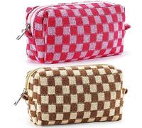 ZLFSRQ 2 trousse per trucchi a scacchi, da donna, di medie dimensioni, da viaggio, a scacchi, borsa per il trucco, borsa da toilette con cerniera, organizer carino Y2K, estetico, alla moda, per adulti