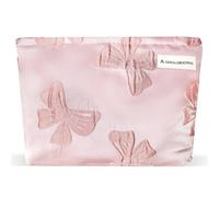 ZLFSRQ Borsa per il trucco con fiocco da viaggio carino con fiocco in rilievo borsa cosmetica per le donne piccolo fiocco rosa cerniera portatile custodia da toilette per borsa estetica natalizia